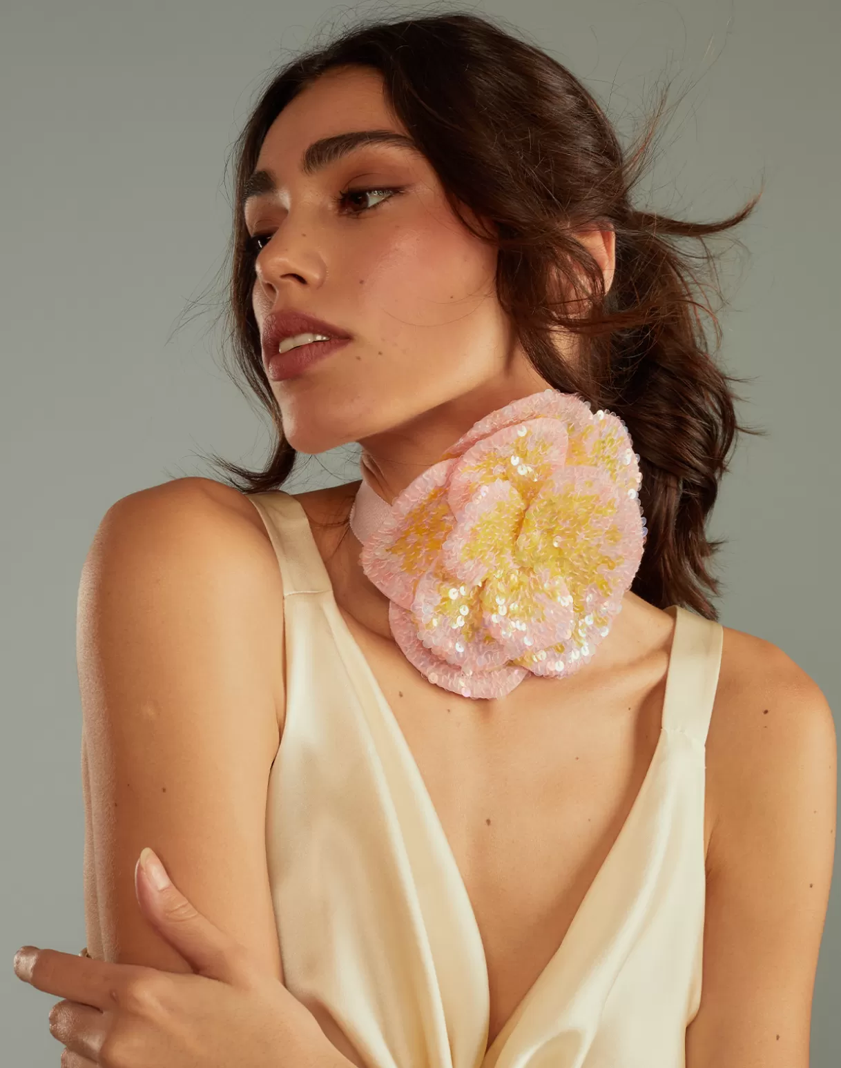 Accessories | Accessories-Cynthia Rowley Sequin Flower Tie PNKMT