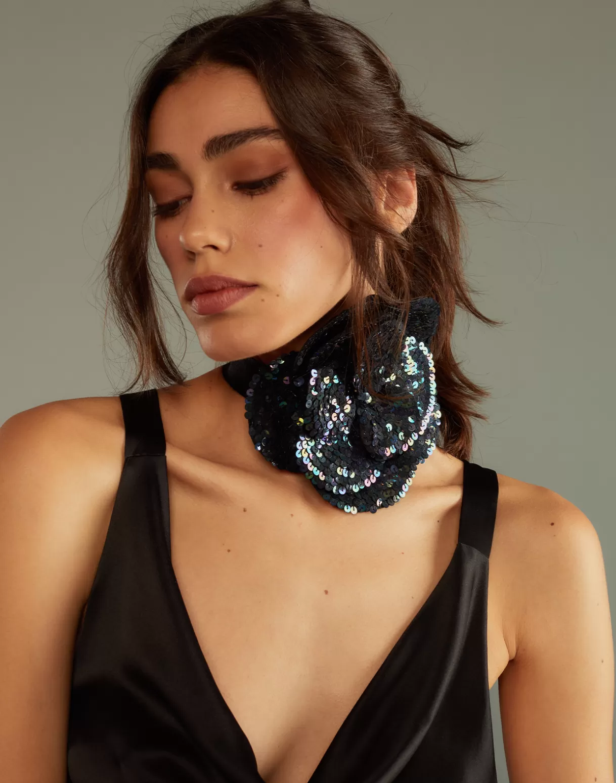 Accessories | Accessories-Cynthia Rowley Sequin Flower Tie DRKMT