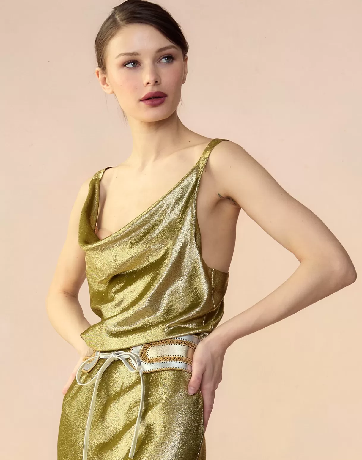 Tops-Cynthia Rowley Shimmering Siren Top GREEN