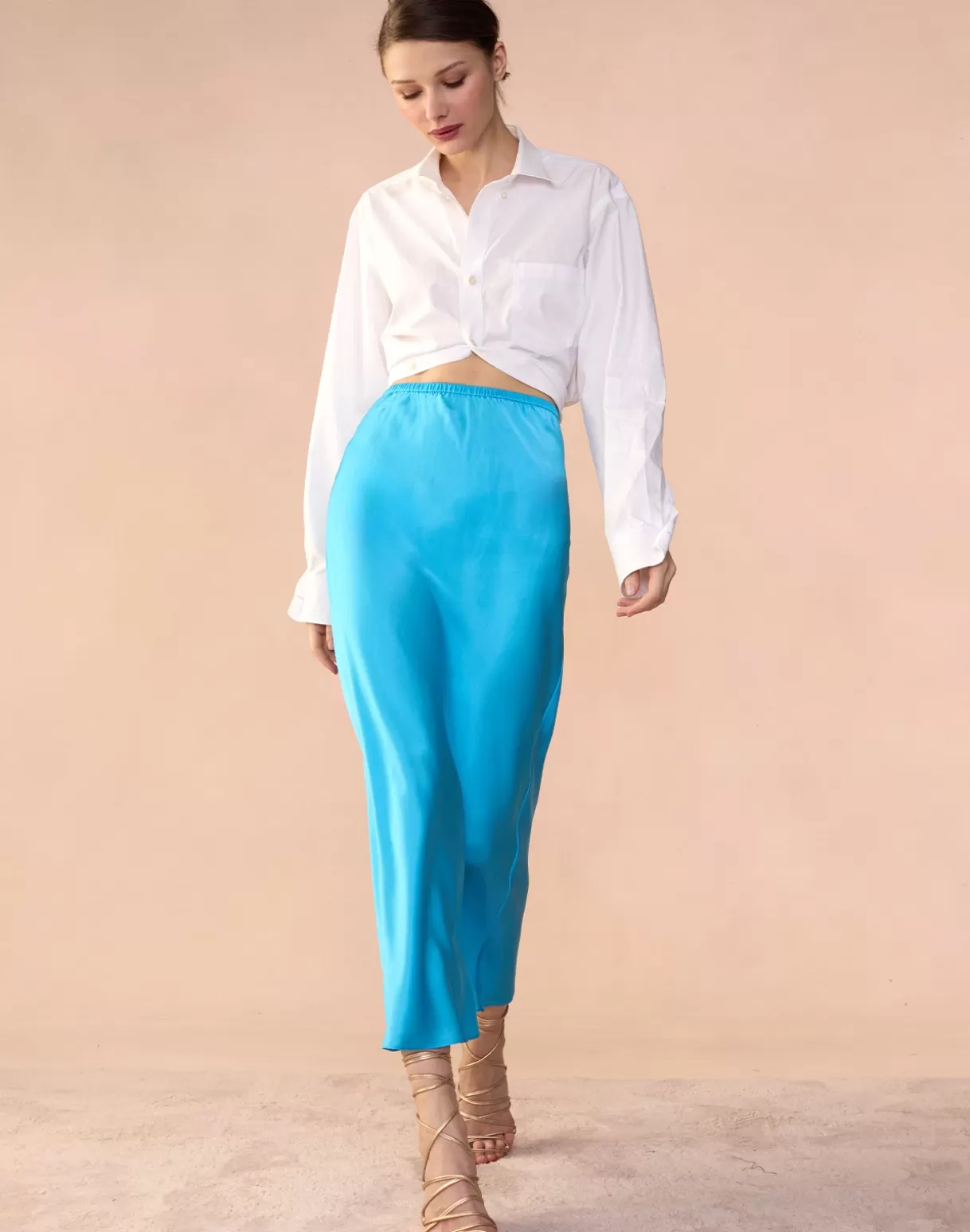 Bottoms-Cynthia Rowley Sienna Silk Skirt BLUE