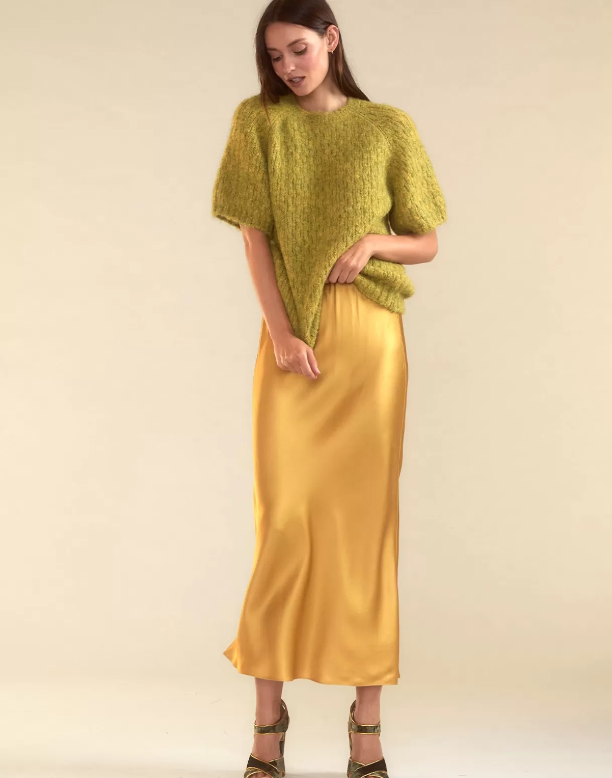 Bottoms-Cynthia Rowley Sienna Silk Skirt GLDYLW