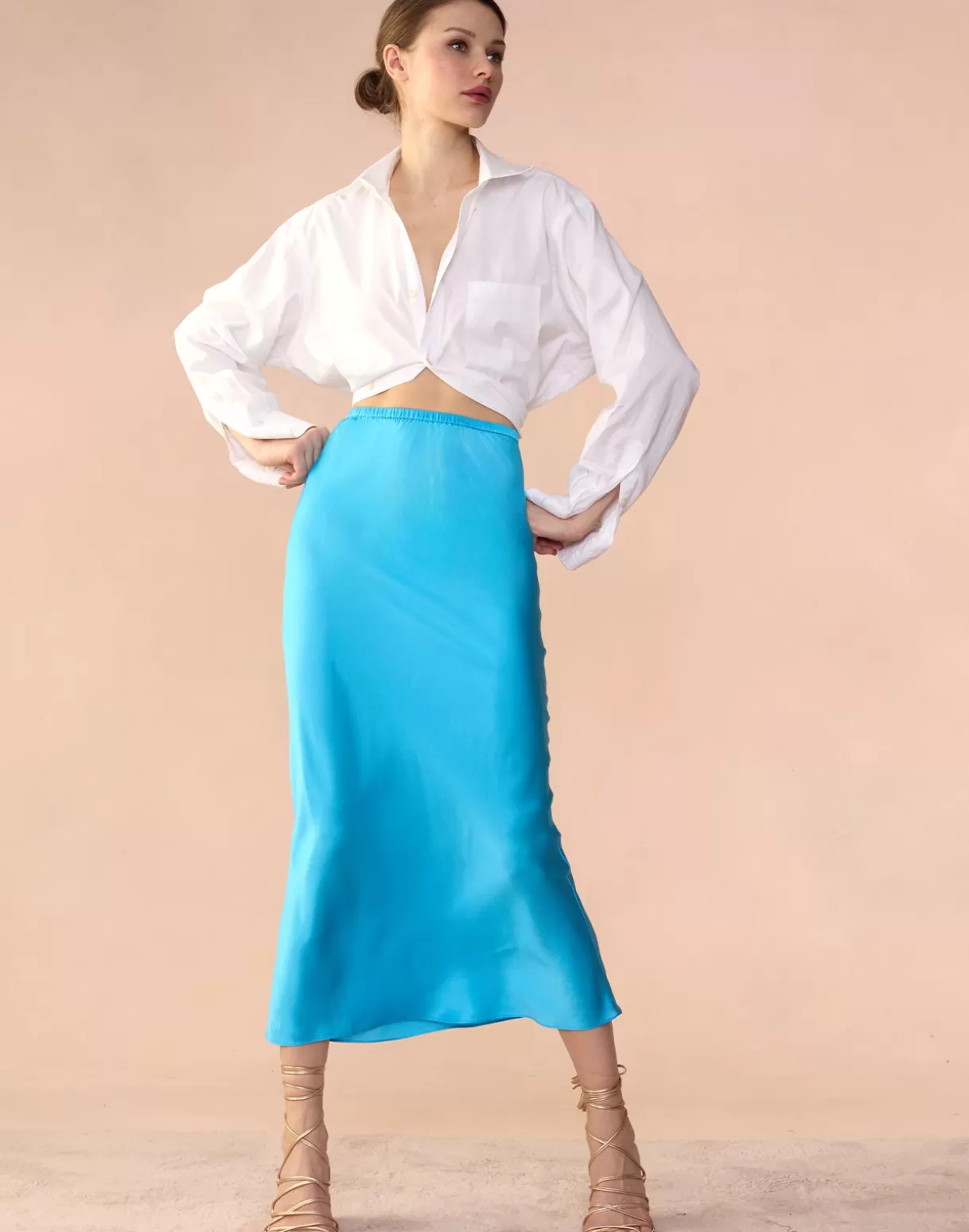 Bottoms-Cynthia Rowley Sienna Silk Skirt BLUE