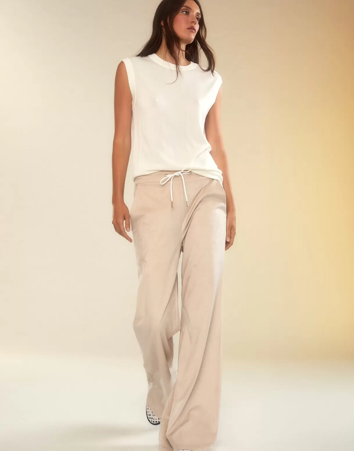 Bottoms-Cynthia Rowley Sleek Ultrasuede Lounge Pant STONE