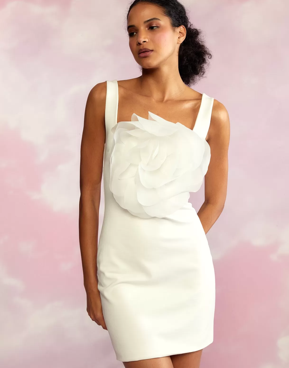 Dresses-Cynthia Rowley Sofia Organza Flower Dress White
