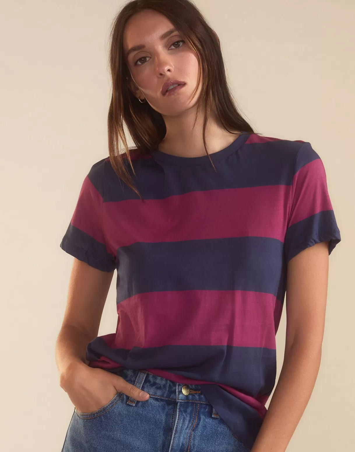 Tops-Cynthia Rowley Striped Tee RDNVY