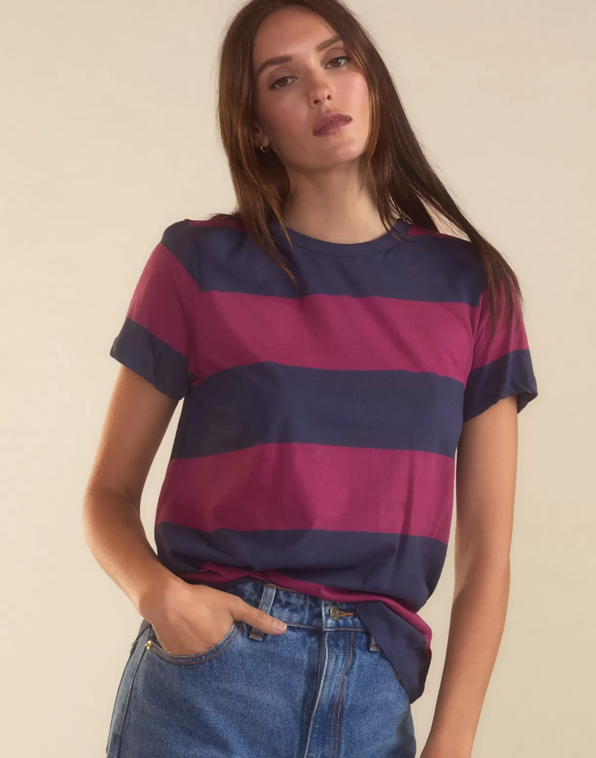 Tops-Cynthia Rowley Striped Tee RDNVY