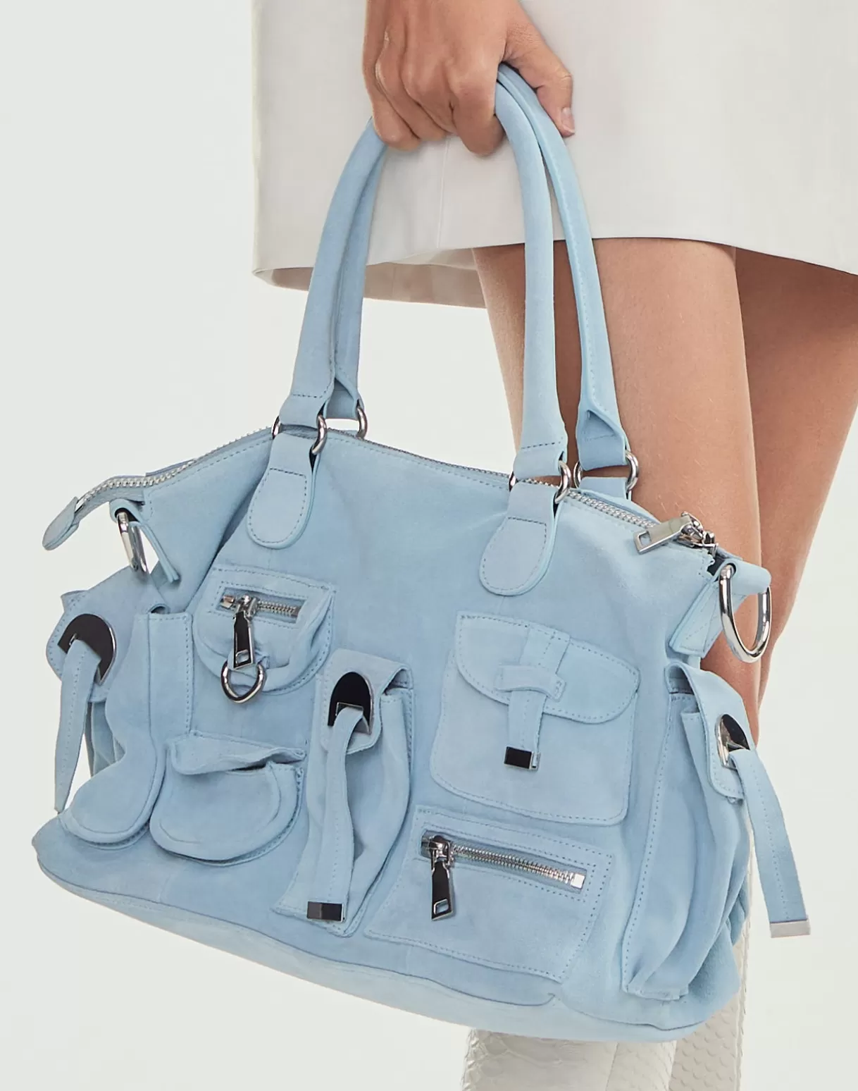 Accessories | Accessories-Cynthia Rowley Suede Cargo Pocket Shoulder Bag DNMBLU