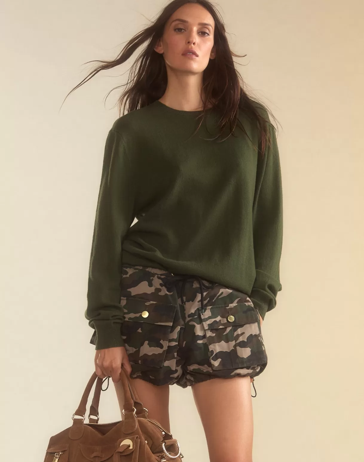 Bottoms-Cynthia Rowley Undercover Cargo Shorts GRNCAM