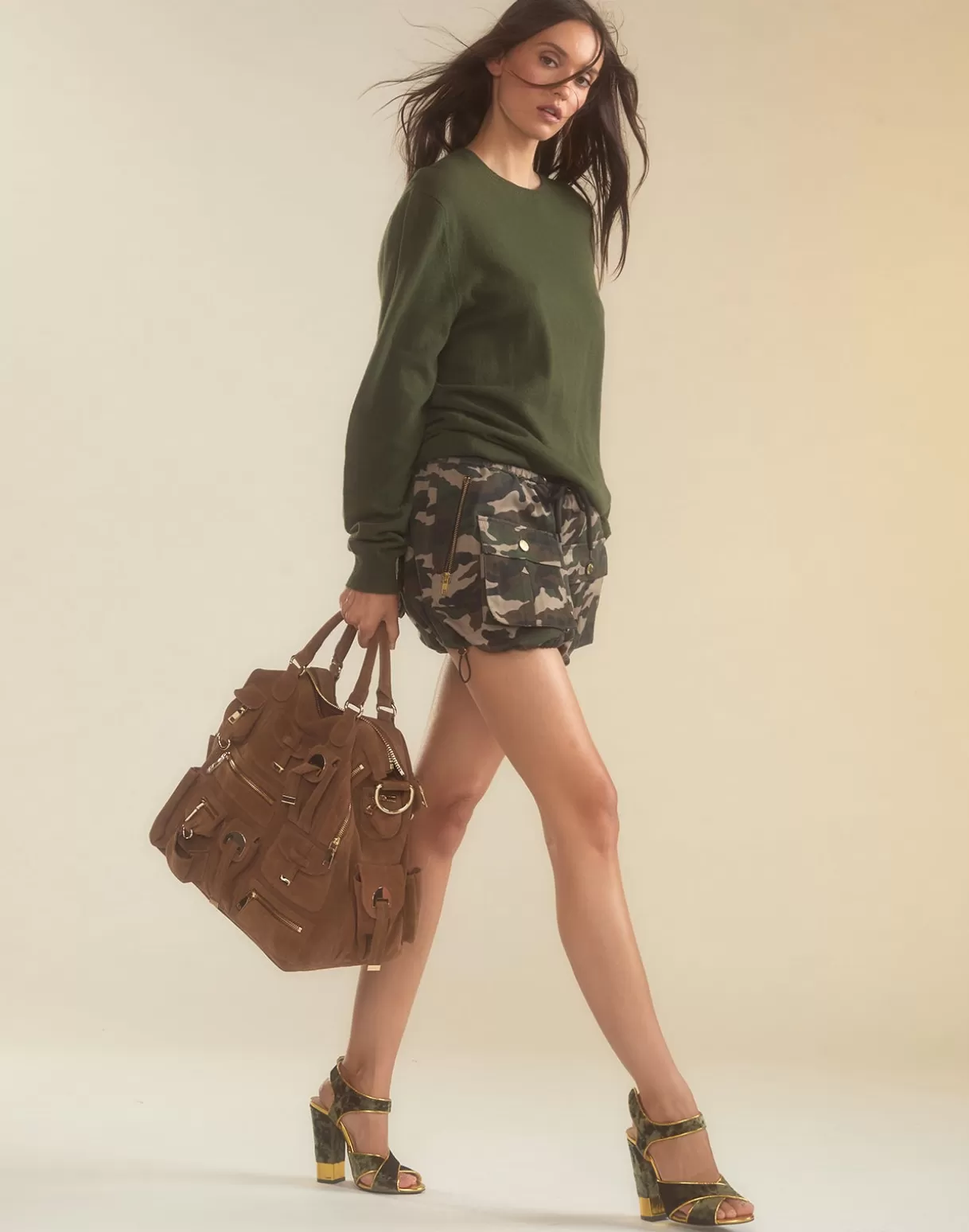 Bottoms-Cynthia Rowley Undercover Cargo Shorts GRNCAM