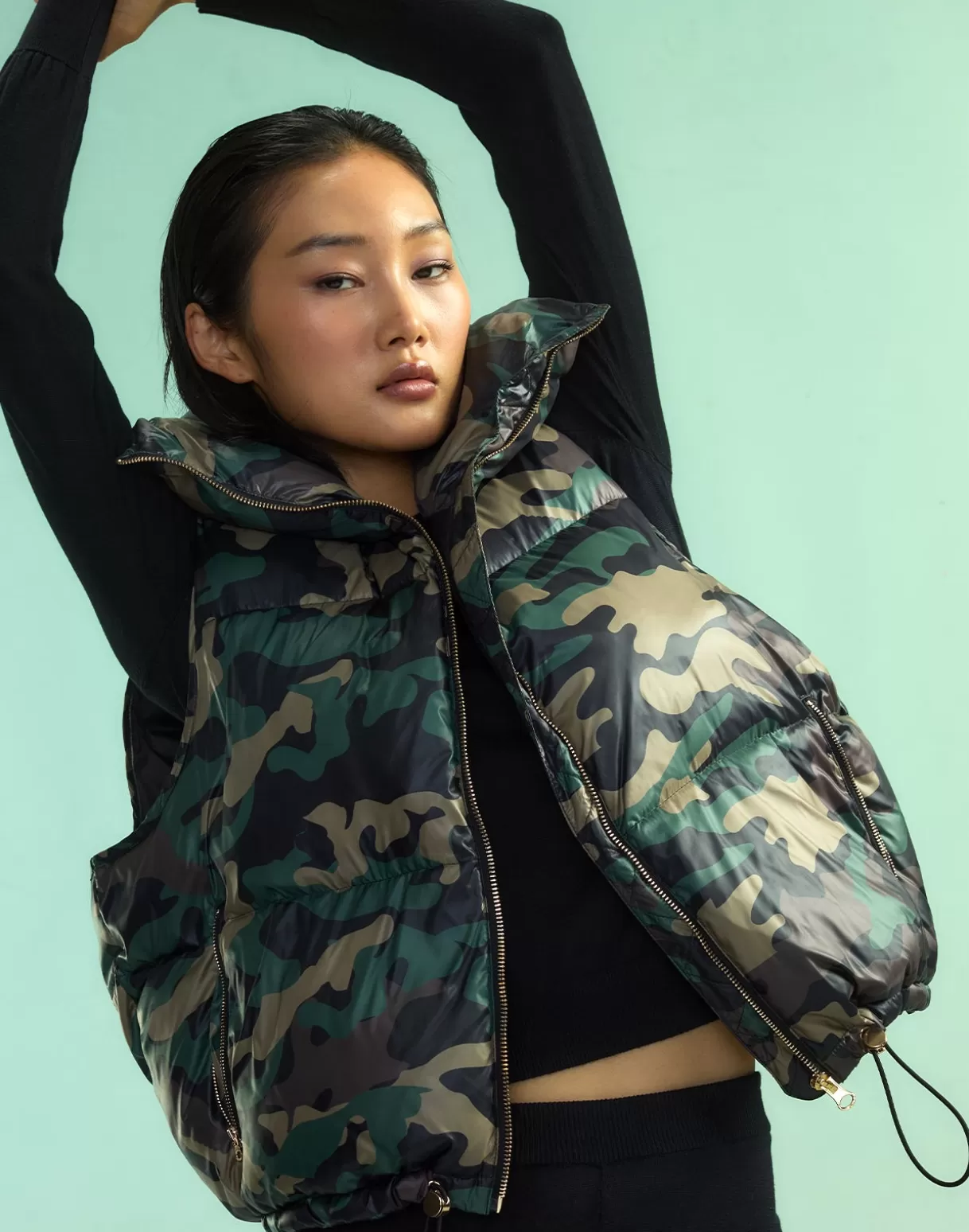 Snow | Jackets & Coats-Cynthia Rowley Undercover Puffer Vest GRNCAM