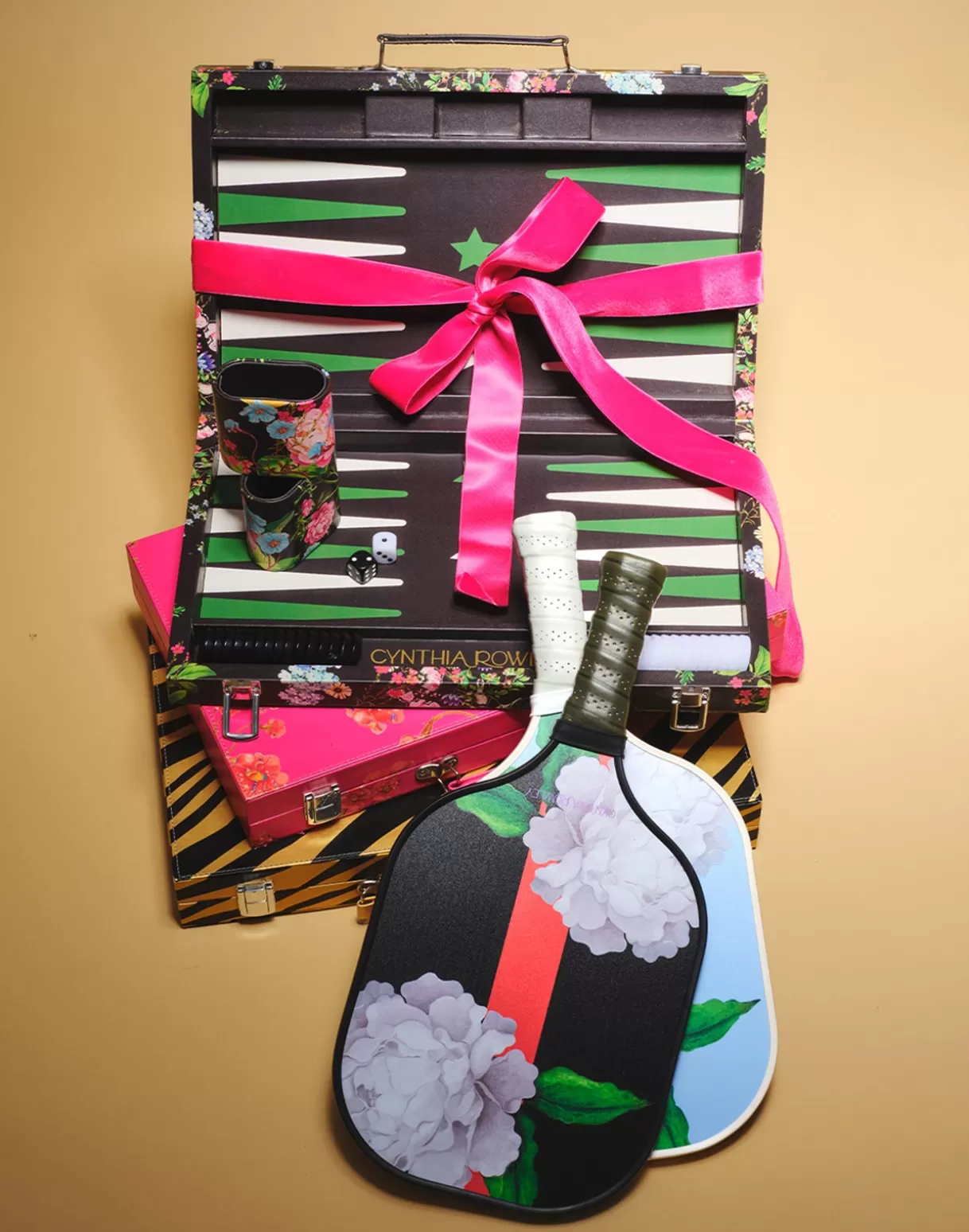All Sport | Accessories-Cynthia Rowley Vegan Leather Backgammon Set BLKFL