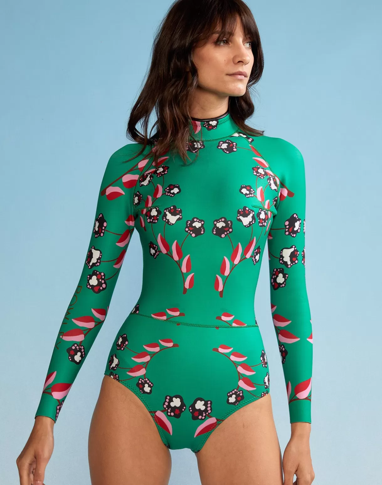 Surf & Swim-Cynthia Rowley Vine Floral High Cut Wetsuit GRVFLO