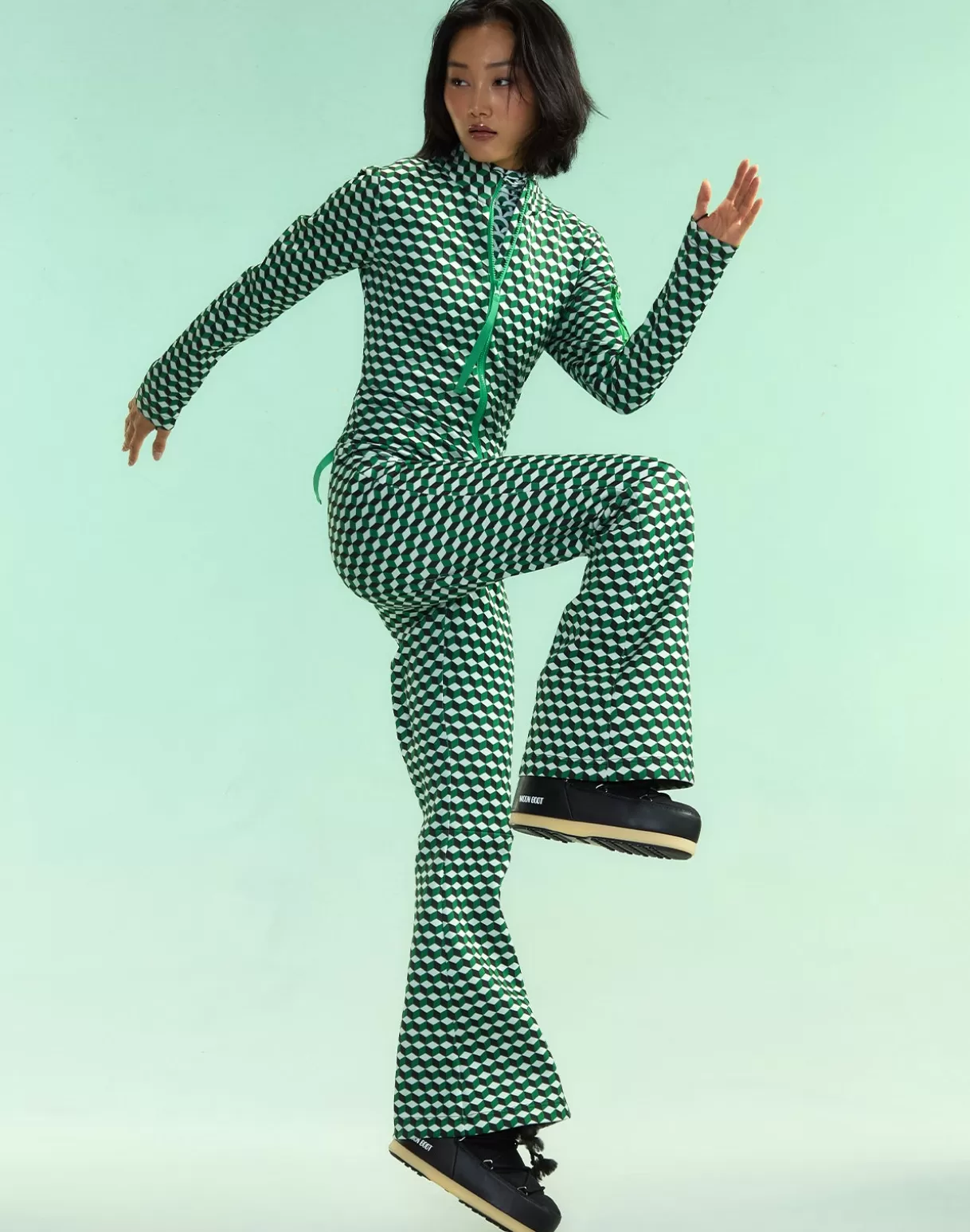 Snow-Cynthia Rowley Water Repellent Bonded Jumpsuit GRNMT
