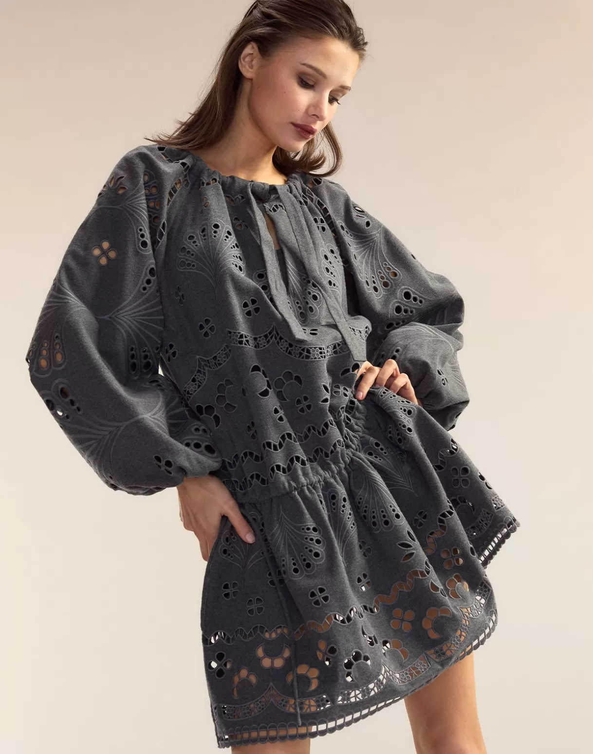 Dresses-Cynthia Rowley Wellesley Embroidered Dress HGREY