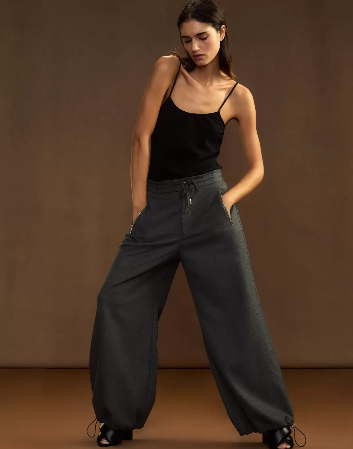 Bottoms-Cynthia Rowley Wellesley Flannel Trouser HGREY