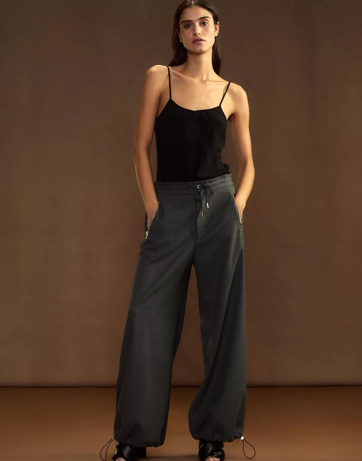 Bottoms-Cynthia Rowley Wellesley Flannel Trouser HGREY