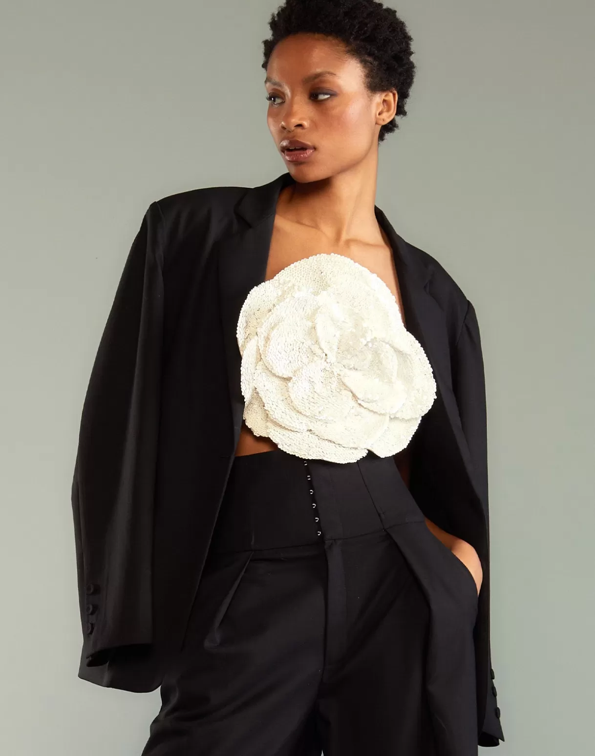 Jackets & Coats | Tops-Cynthia Rowley Wool Oversized Blazer BLACK
