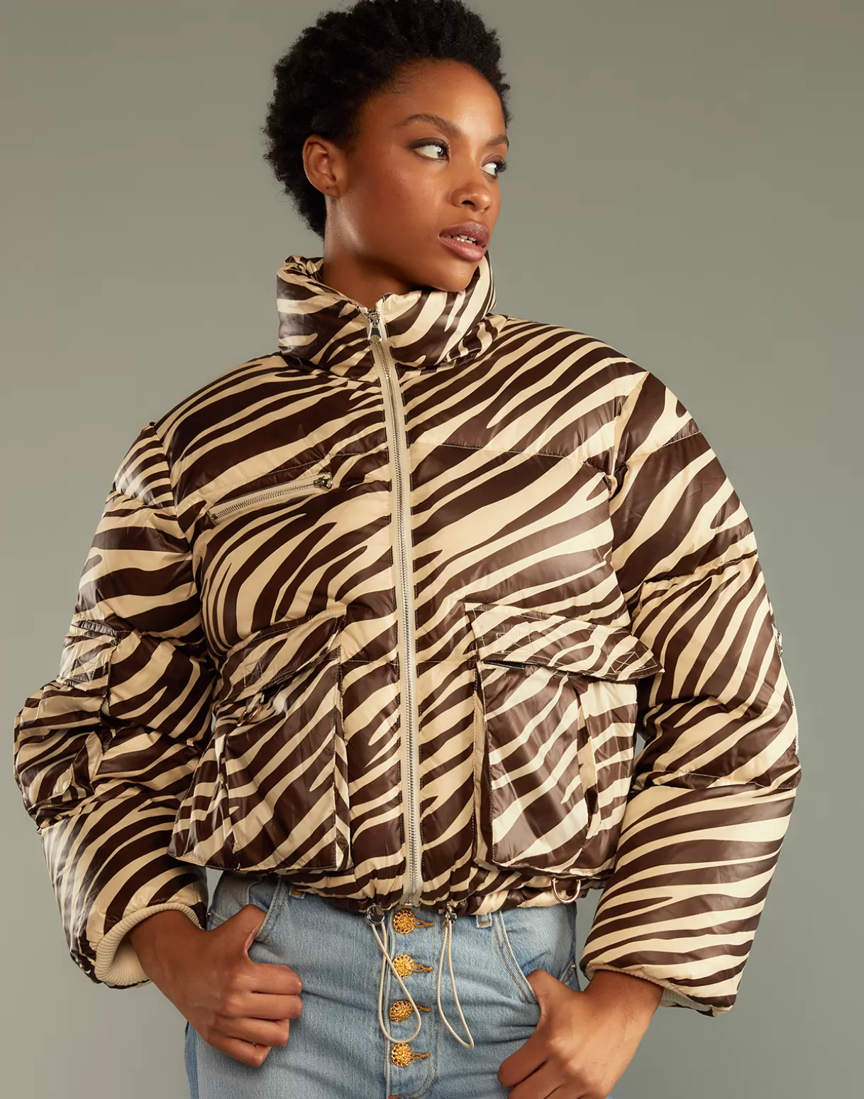Snow-Cynthia Rowley Down Puffer Jacket ZEBRA